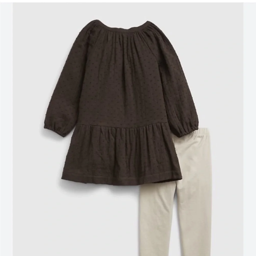 NWT BABY GAP Matching Set/ Dress And Leggings Brown/ Cream Girls Toddler 2T